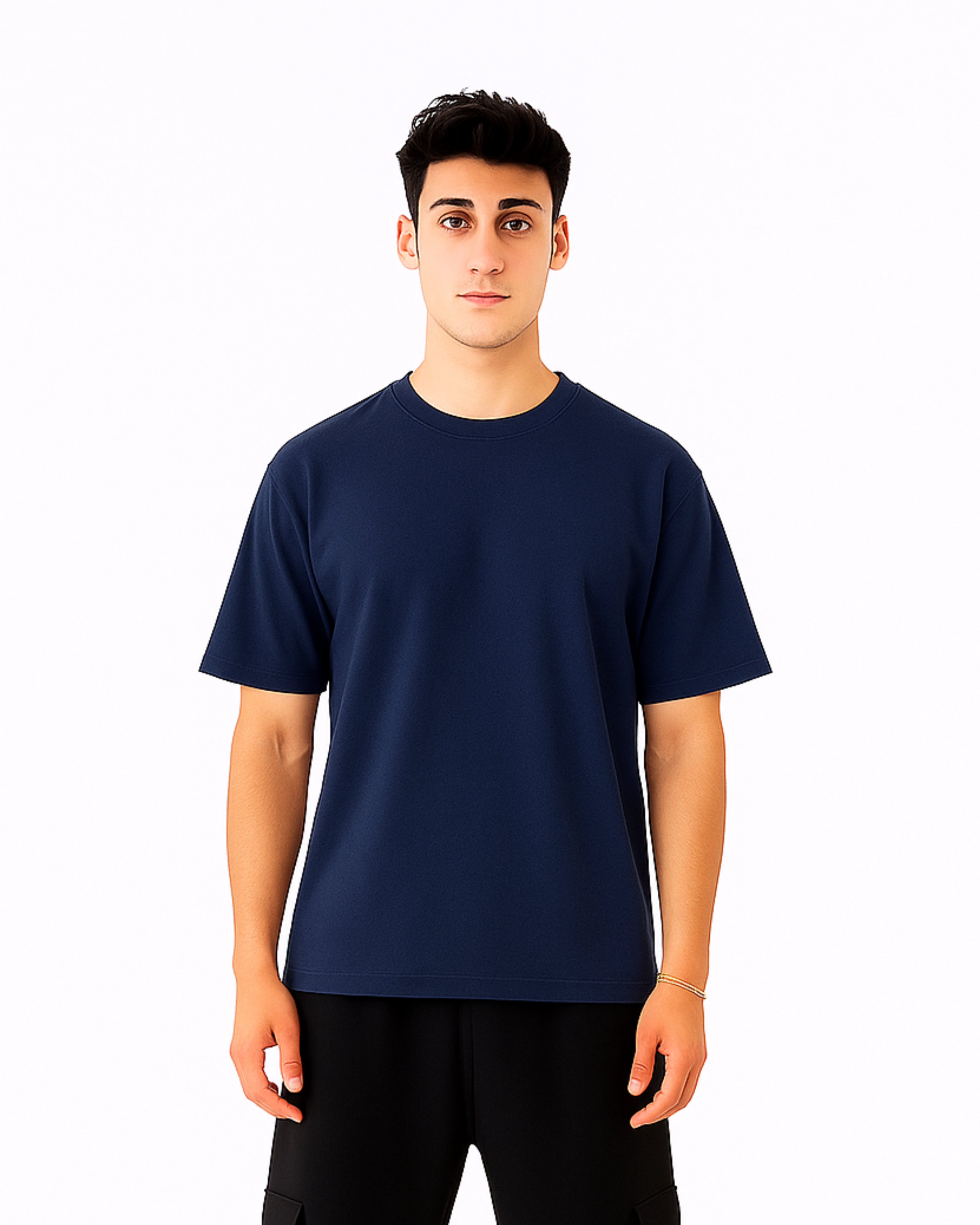 Oversized Round Neck T-shirt - Navy