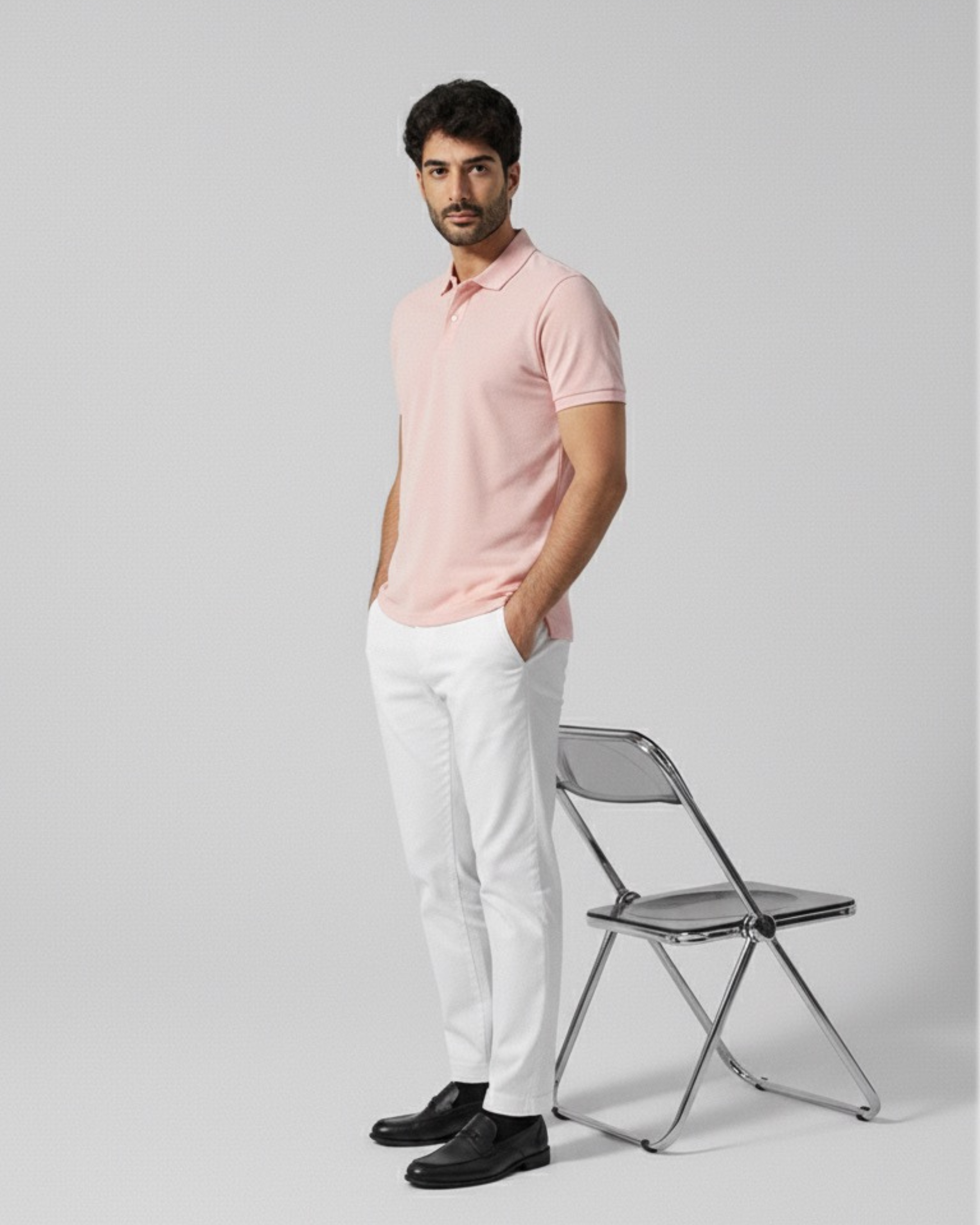Men’s Classic Polo Neck T-shirt - Baby Pink
