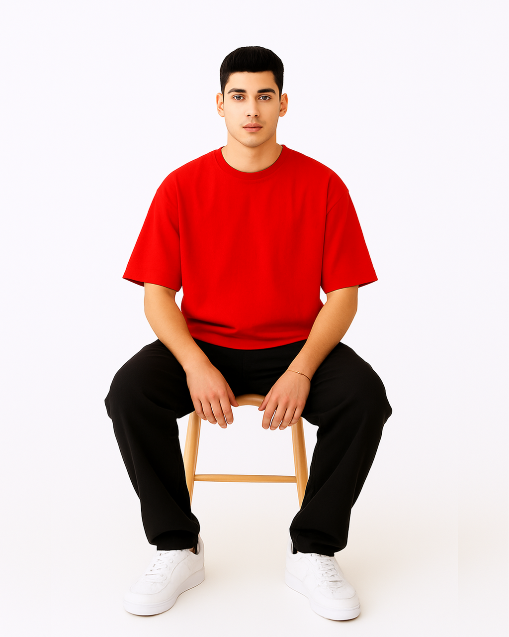 Oversized Round Neck T-shirt - Red