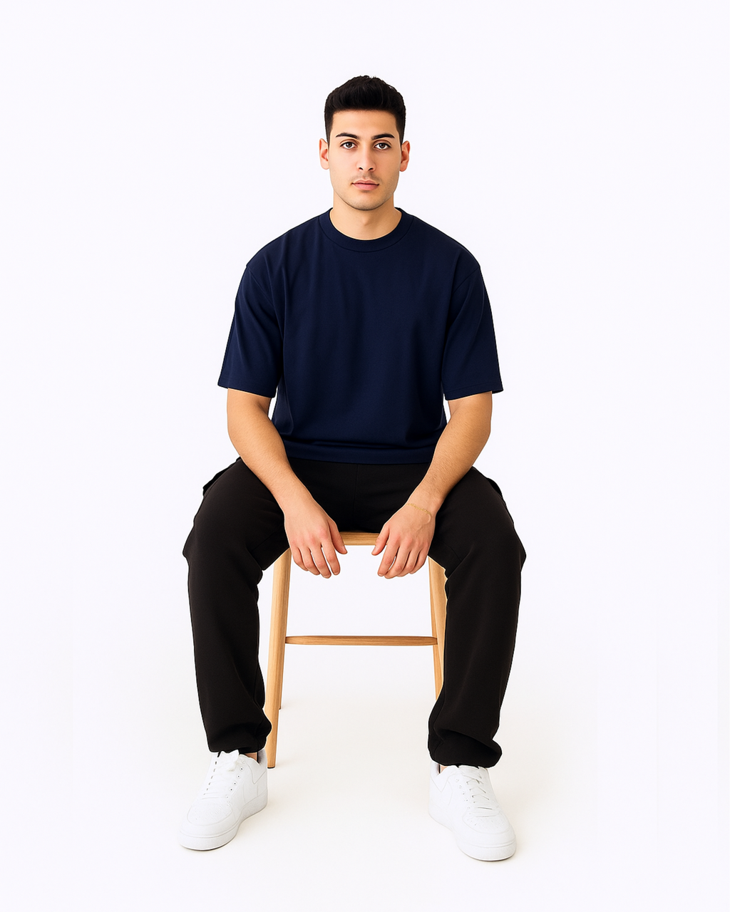 Oversized Round Neck T-shirt - Navy