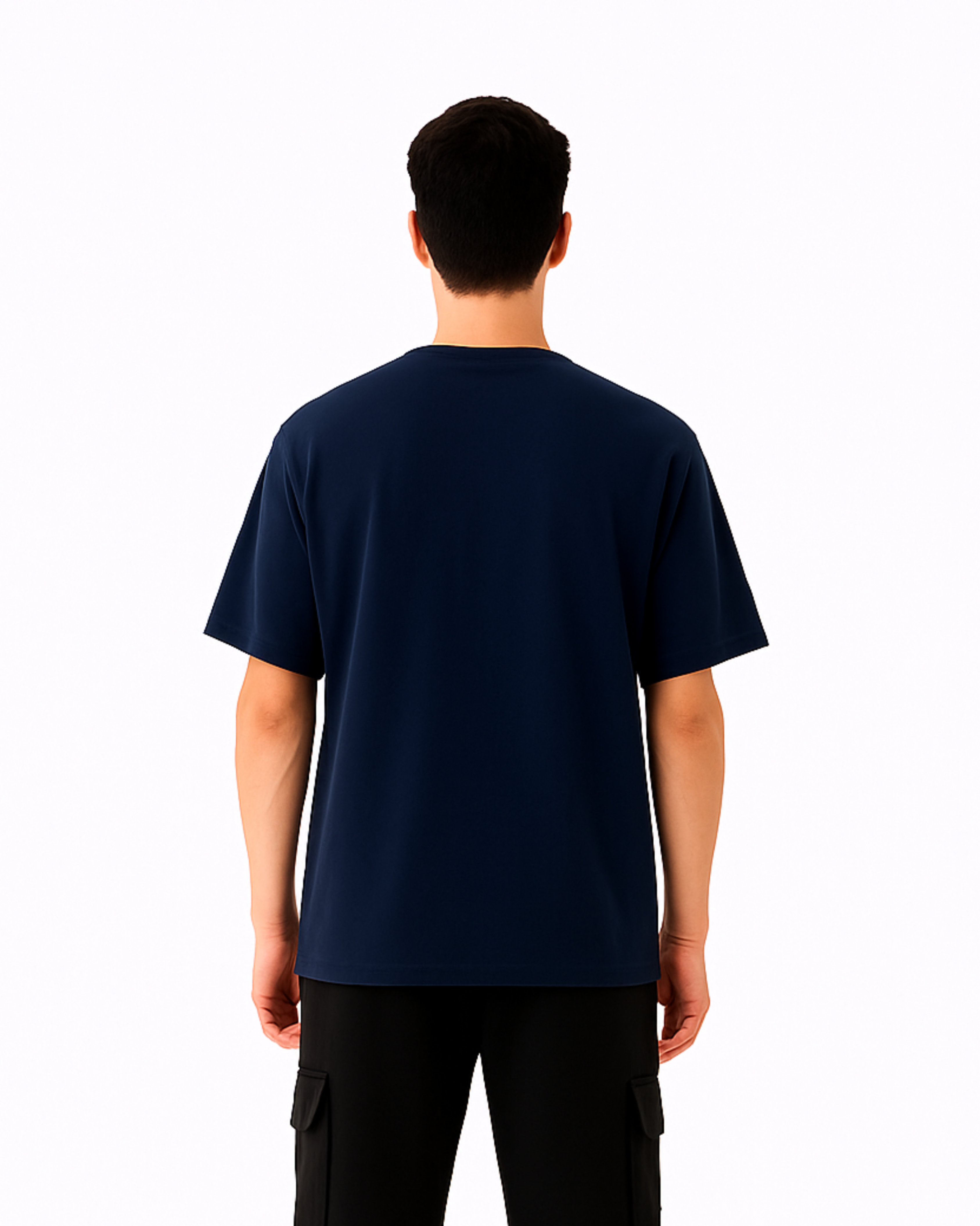 Oversized Round Neck T-shirt - Navy