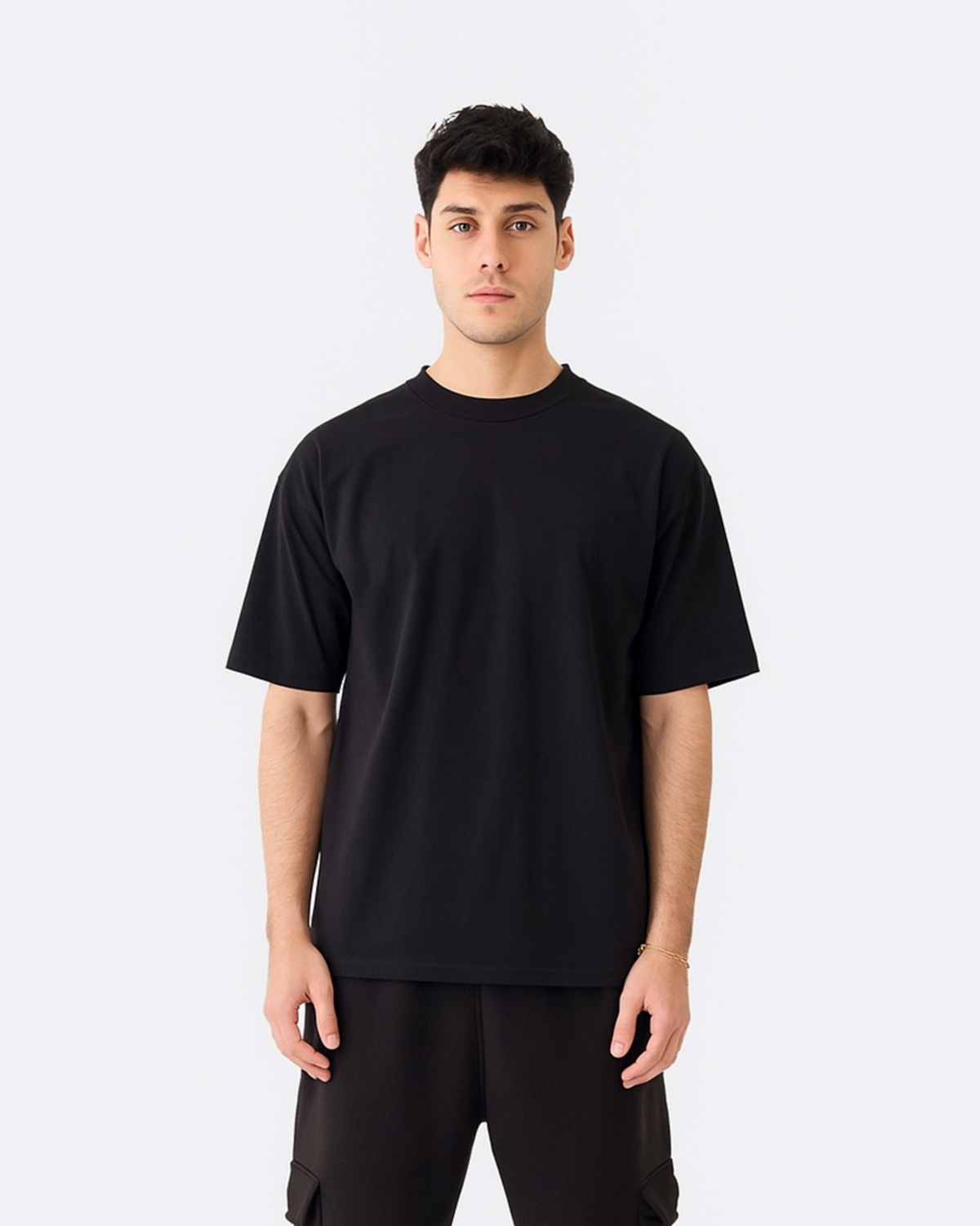 Oversized Round Neck T-shirt - Black