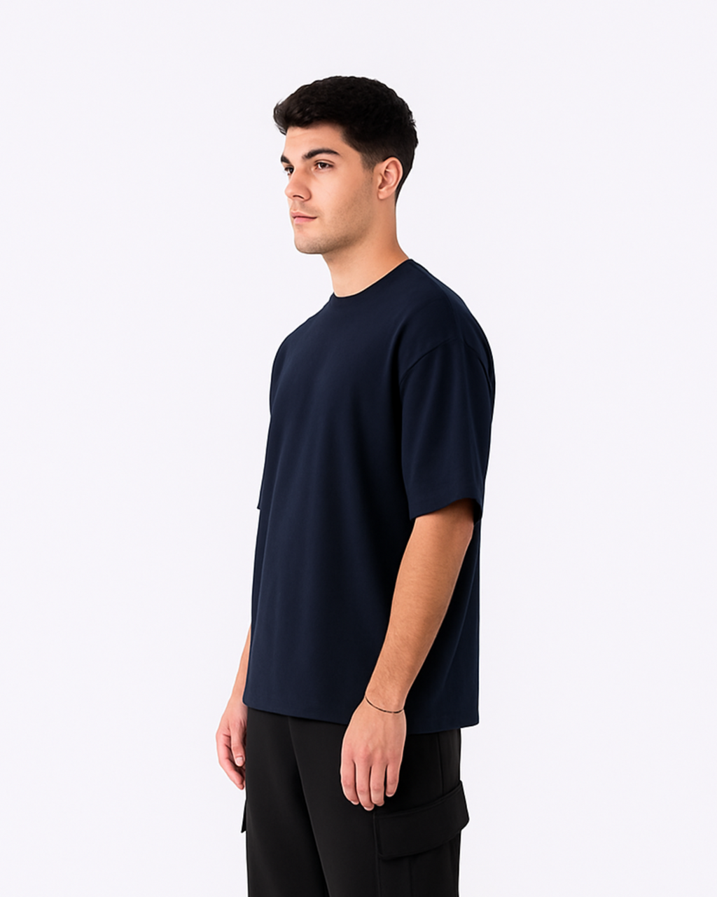Oversized Round Neck T-shirt - Navy