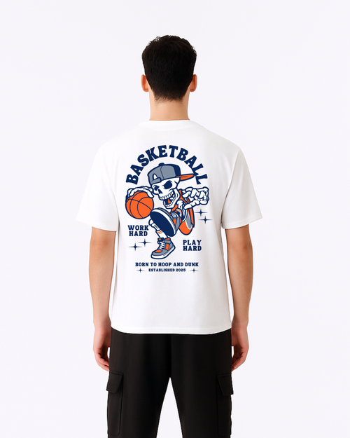 Harmonious Basketball Skull Oversized T-shirt